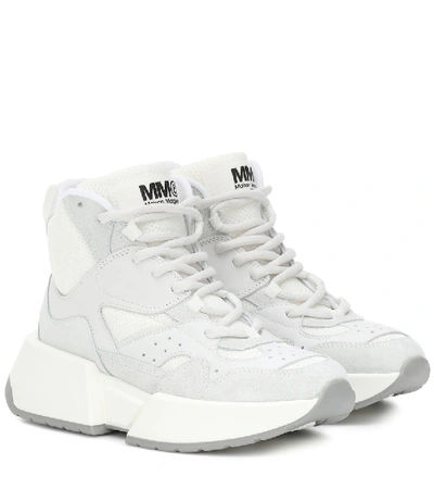 Shop Mm6 Maison Margiela High-top Leather Sneakers In White