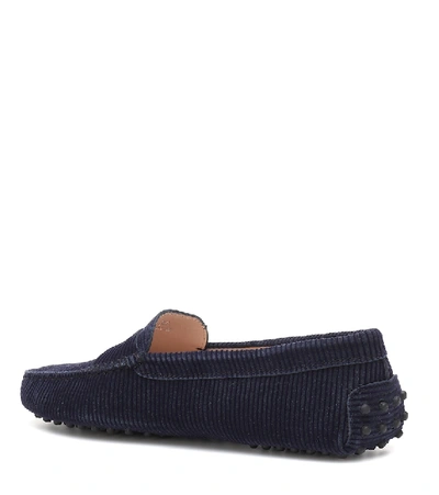 Shop Tod's Gommino Corduroy Loafers In Blue