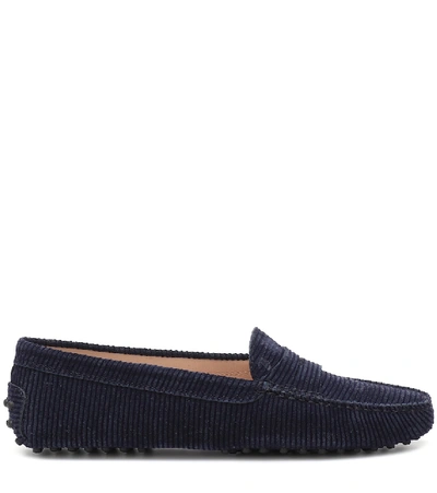Shop Tod's Gommino Corduroy Loafers In Blue
