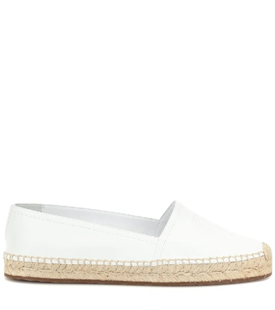 Shop Burberry Leather Espadrilles In White