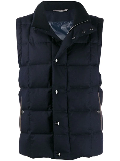 Shop Canali Padded Sleeveless Gilet In Blue