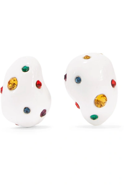 Shop Mounser Gold-plated, Enamel And Crystal Earrings In White