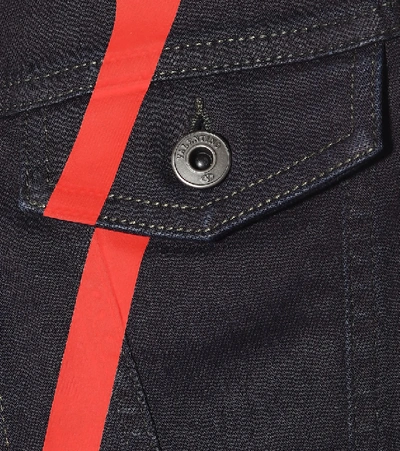 Shop Valentino Deconstructed Vlogo Denim Jacket In Blue