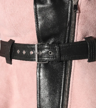 Shop Alexander Mcqueen Leather-trimmed Shearling Jacket In Pink