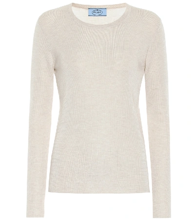 Shop Prada Cashmere And Silk Sweater In Beige