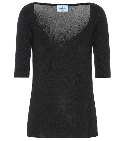 Shop Prada Cashmere And Silk Sweater In Black