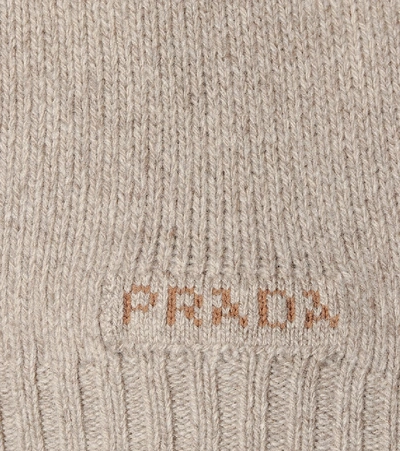Shop Prada Wool And Cashmere Cardigan In Beige
