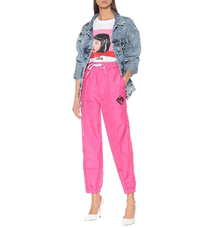 Shop Miu Miu Nylon Trackpants In Pink