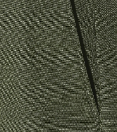 Shop Prada High-rise Cotton Wide-leg Pants In Green