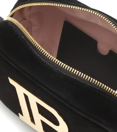 Shop Balmain B Velvet Shoulder Bag In Black