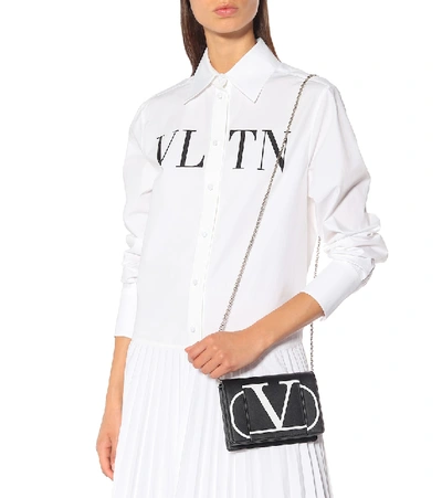 Shop Valentino Vlogo Leather Clutch In Black