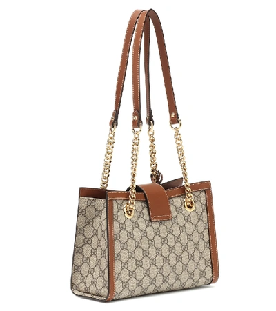 Shop Gucci Padlock Small Gg Supreme Shoulder Bag In Brown