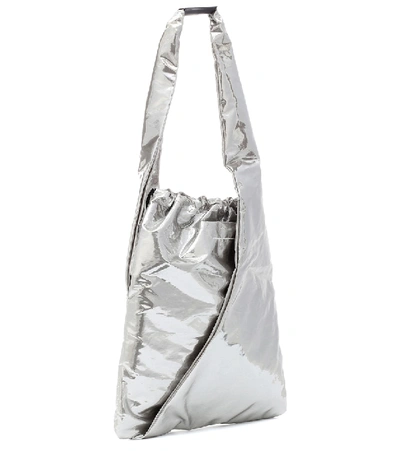 Shop Mm6 Maison Margiela Japanese Medium Metallic Bucket Bag In Silver