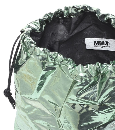 Shop Mm6 Maison Margiela Japanese Medium Metallic Bucket Bag In Green