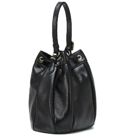 Shop Miu Miu Leather Bucket Bag In Black