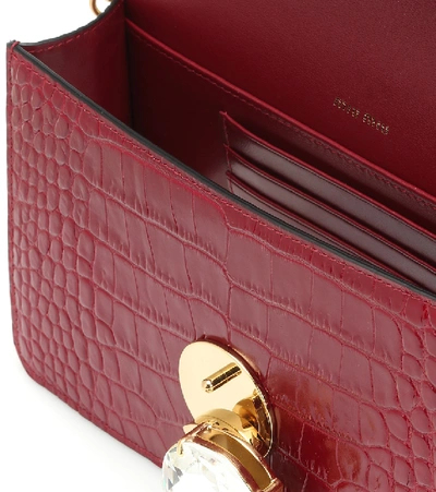 Shop Miu Miu Croc-effect Leather Shoulder Bag In Red