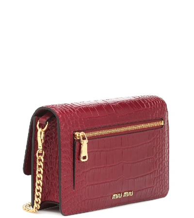 Shop Miu Miu Croc-effect Leather Shoulder Bag In Red