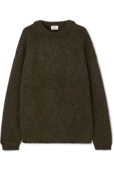 Shop Acne Studios Oversized Knitted Sweater In Army Green