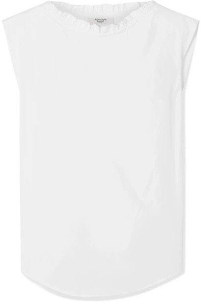 Shop Atlantique Ascoli Ruffled Cotton-poplin Blouse In White