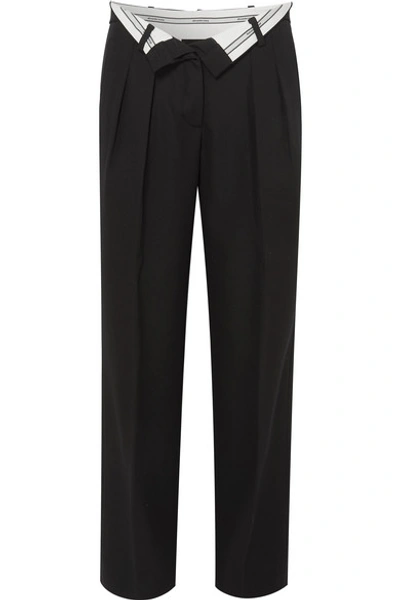 Shop Alexander Wang Fold-over Wool Pants In Black