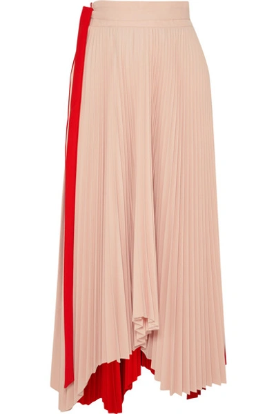 Shop A.w.a.k.e. Double Trouble Doric Pleated Two-tone Cady Midi Skirt In Red