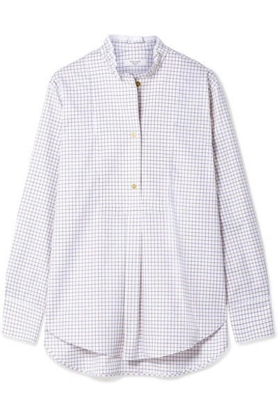 Shop Atlantique Ascoli Ruffled Checked Cotton-twill Shirt In Ivory