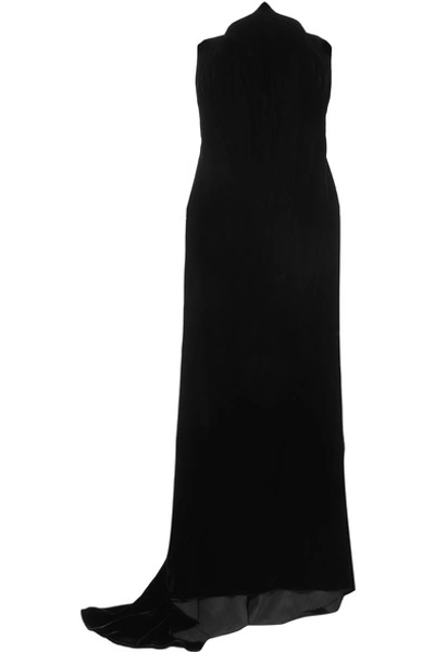 Shop Oscar De La Renta Strapless Velvet Gown In Black