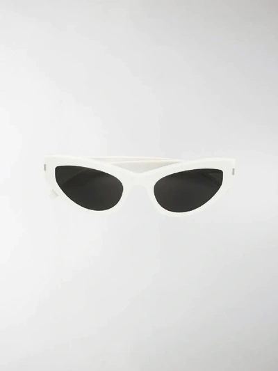 Shop Saint Laurent New Wave Lily Sunglasses In White