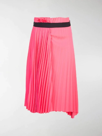 Shop Balenciaga Asymmetric Belted Pleated Skirt In Pink