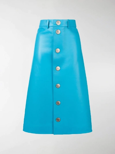Shop Balenciaga Button-front Skirt In Blue