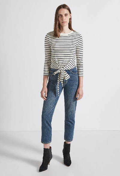 Shop Current Elliott The Birkin Top In White And Dark Navy Stripe