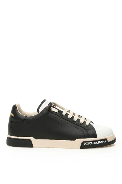 Shop Dolce & Gabbana Bicolor Portofino Sneakers In Nero Bianco (black)