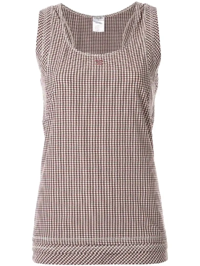 Pre-owned Chanel Houndstooth Print Tank Top - Purple