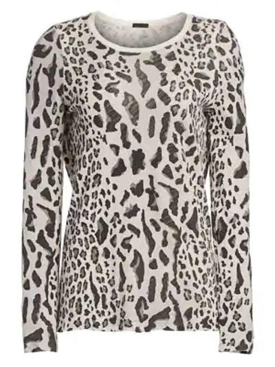 Shop Atm Anthony Thomas Melillo Mixed Leopard Long-sleeve Tee In Silver Pavement Combo