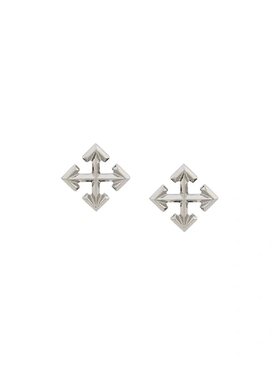 Shop Off-white Arrow Earrings In Silver