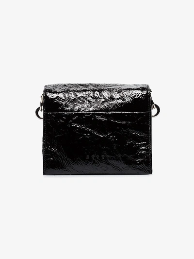 Shop Marni Black Crinkled Leather Shoulder Bag