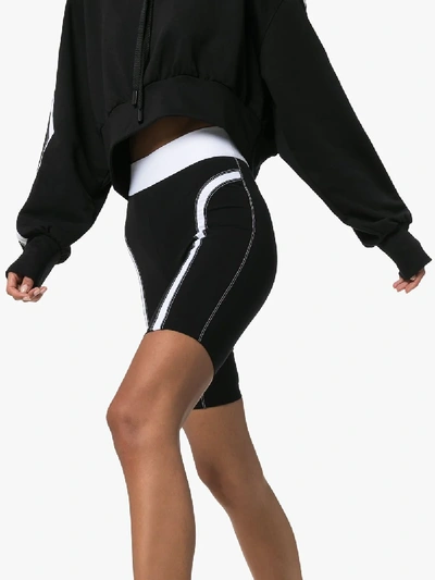 Shop No Ka'oi No Ka' Oi High Waist Contrast Stripe Cycling Shorts In Black