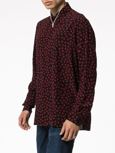 Shop Saint Laurent Polka Dot Crepe De Chine Shirt In Black