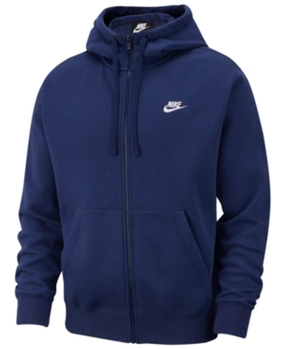 Shop Nike Men's Sportswear Club Fleece Full-zip Hoodie In Navy