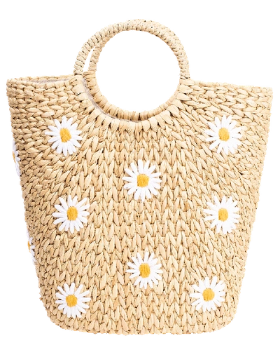 Shop Poolside Susan Daisy Basket Tote In Natural