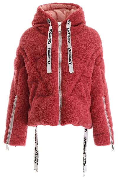 Shop Khrisjoy Faux Shearling Khris Puffer Jacket In Antique Pink (pink)