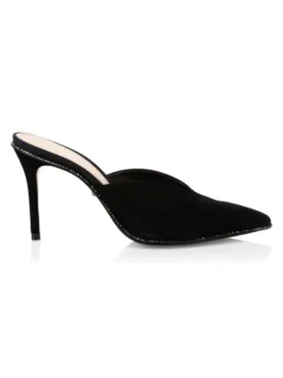Shop Schutz Heliconia Notched Suede Mules In Black