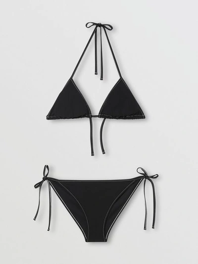 Shop Burberry Logo Detail Triangle Bikini In Black