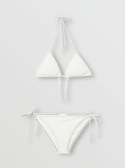 Shop Burberry Logo Detail Triangle Bikini In White