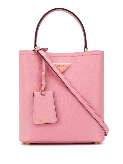 Shop Prada Top Handles Leather Handbag - Pink