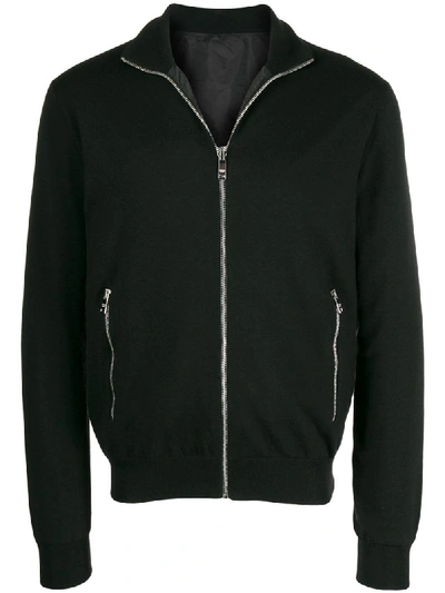 Shop Prada Reversible Knitted Bomber Jacket - Black
