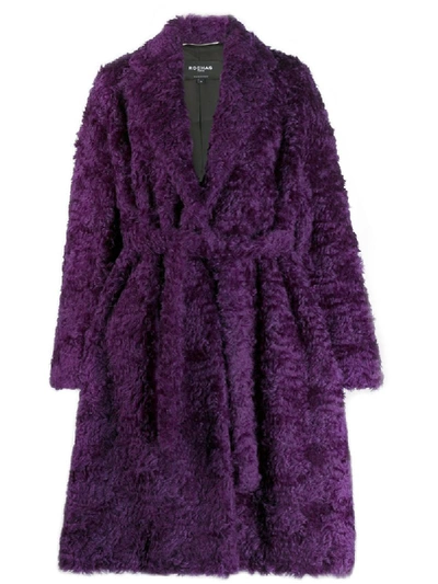 Shop Rochas Shaggy Robe Coat In Purple