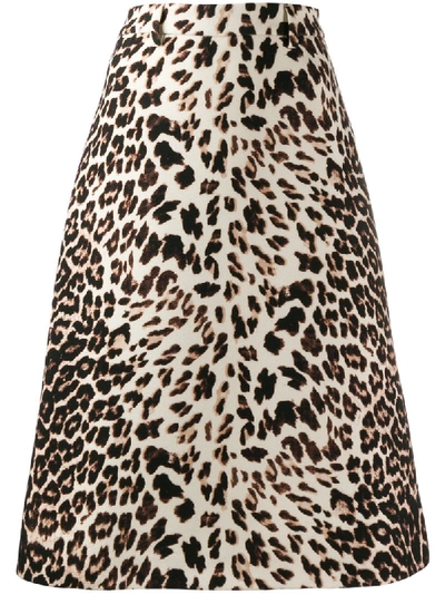 Shop Prada Leopard Print A-line Skirt - Neutrals