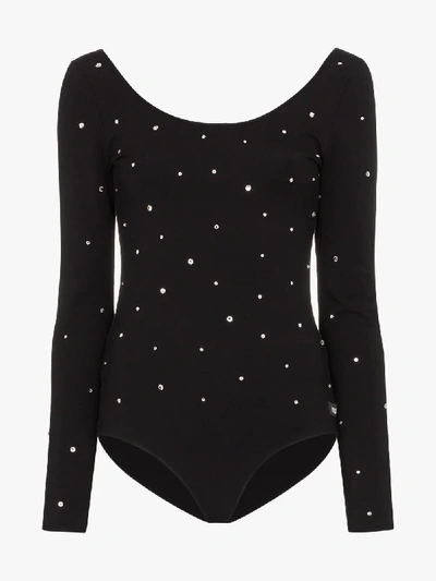 Shop Miu Miu Body Mit Kristallen In 101 - Black