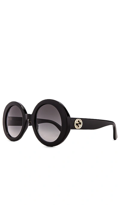 Shop Gucci Gg Acetate Round In Black. In Black & Gradient Grey